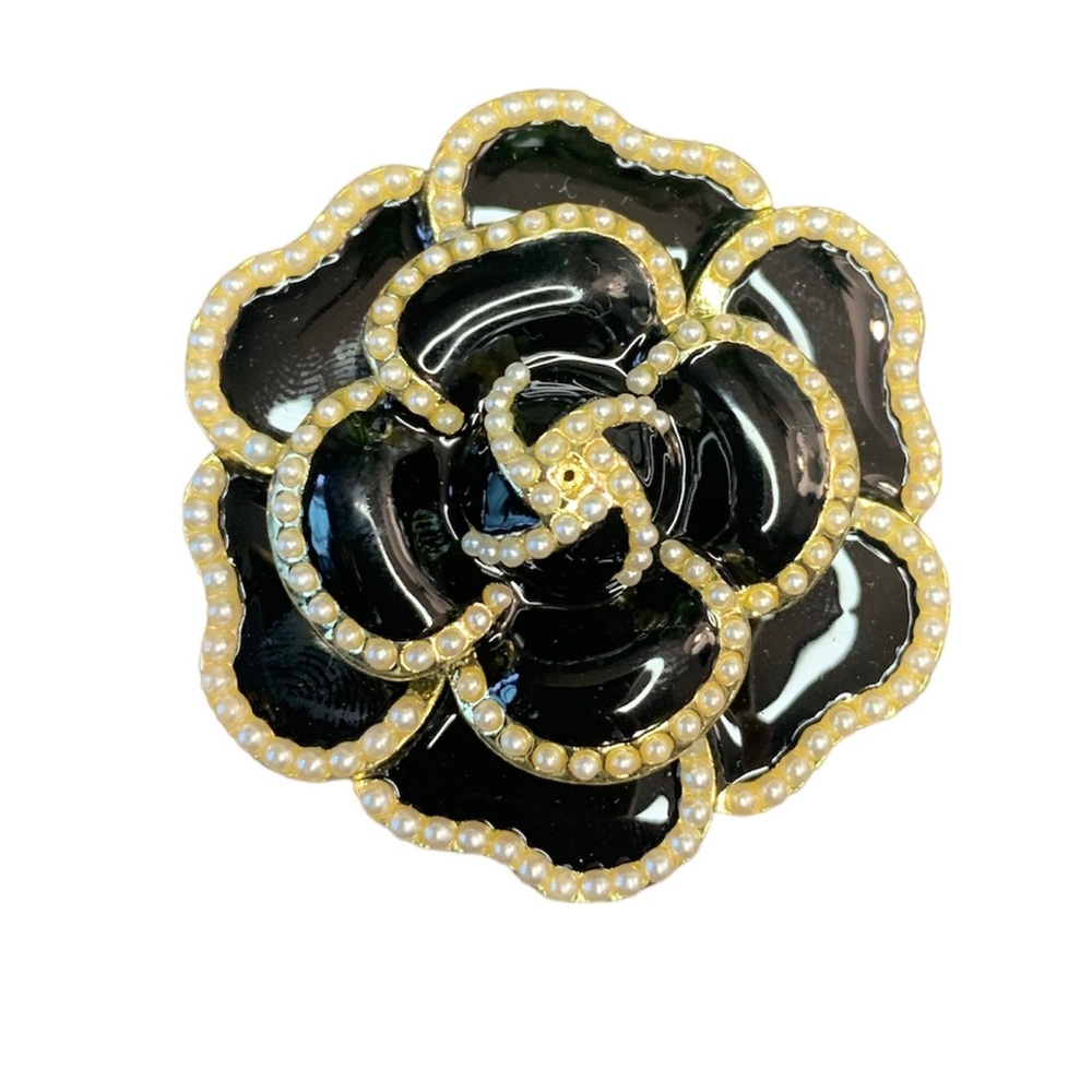 🖤Black camellia flower brooch